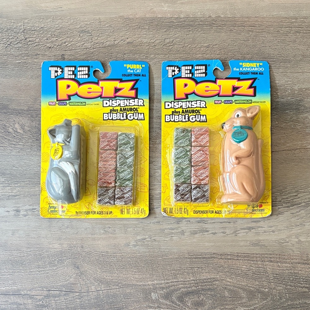 PEZ Petz Purrl the Cat and Sidney the Kangaroo Gum Dispensers